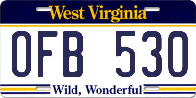 WV license plate OFB530