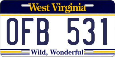 WV license plate OFB531