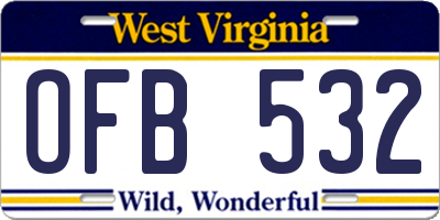 WV license plate OFB532