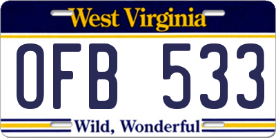 WV license plate OFB533