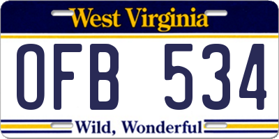 WV license plate OFB534