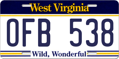 WV license plate OFB538