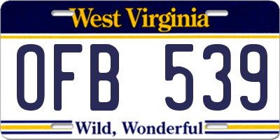 WV license plate OFB539