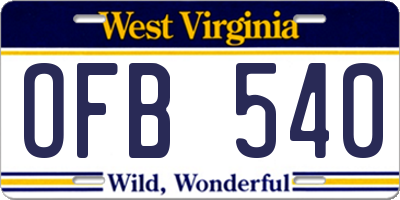 WV license plate OFB540