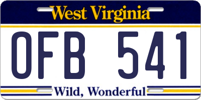 WV license plate OFB541