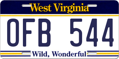 WV license plate OFB544