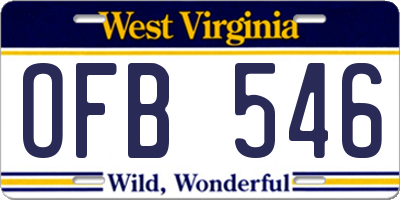 WV license plate OFB546