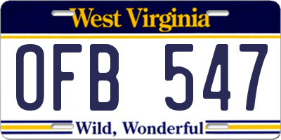 WV license plate OFB547