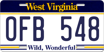 WV license plate OFB548
