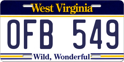 WV license plate OFB549