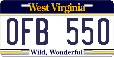 WV license plate OFB550