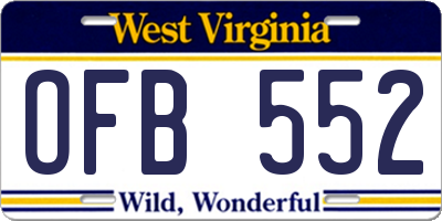 WV license plate OFB552