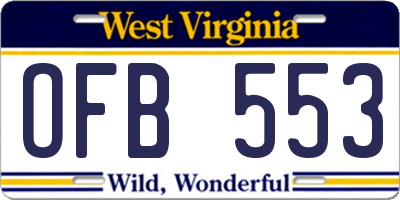 WV license plate OFB553
