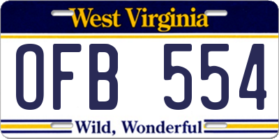 WV license plate OFB554