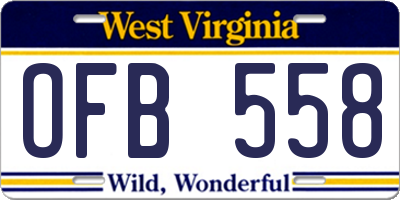 WV license plate OFB558