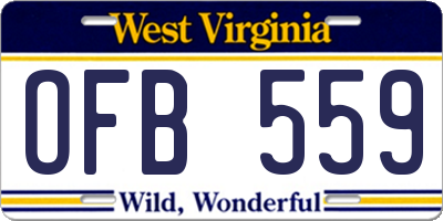 WV license plate OFB559
