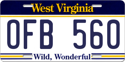 WV license plate OFB560
