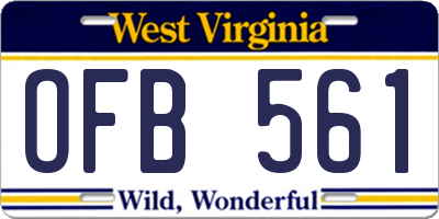 WV license plate OFB561