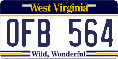 WV license plate OFB564