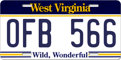 WV license plate OFB566