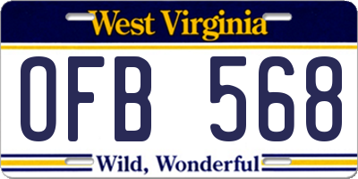 WV license plate OFB568