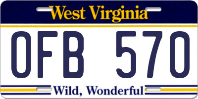 WV license plate OFB570