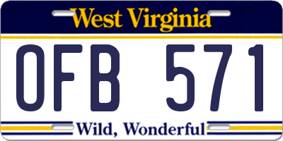 WV license plate OFB571