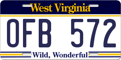 WV license plate OFB572