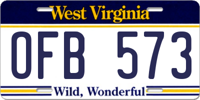 WV license plate OFB573