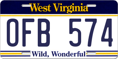 WV license plate OFB574