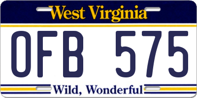 WV license plate OFB575