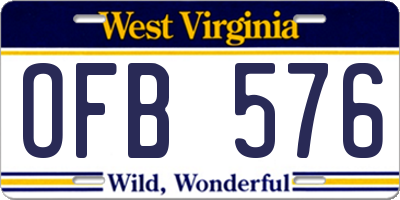 WV license plate OFB576