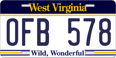 WV license plate OFB578