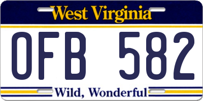 WV license plate OFB582
