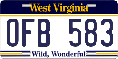 WV license plate OFB583
