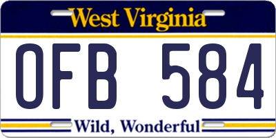 WV license plate OFB584