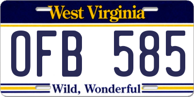 WV license plate OFB585