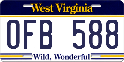 WV license plate OFB588