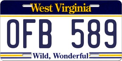 WV license plate OFB589