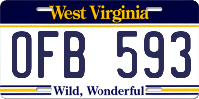 WV license plate OFB593