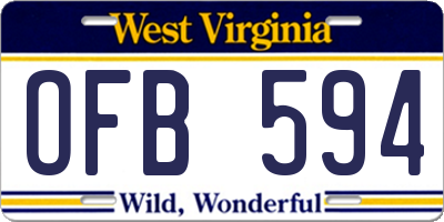 WV license plate OFB594