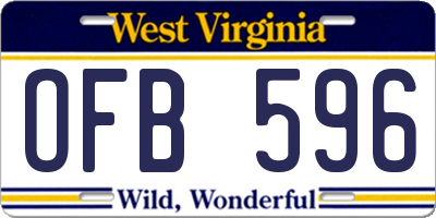 WV license plate OFB596