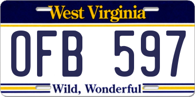 WV license plate OFB597