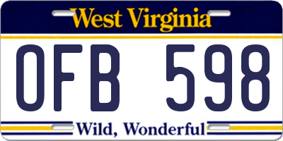 WV license plate OFB598