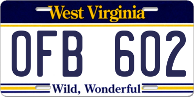WV license plate OFB602