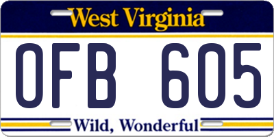 WV license plate OFB605