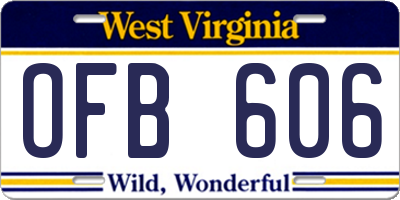 WV license plate OFB606