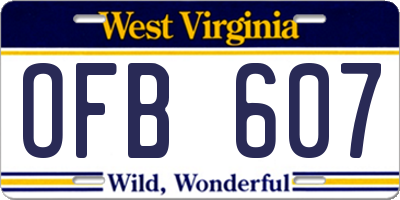 WV license plate OFB607