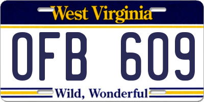 WV license plate OFB609