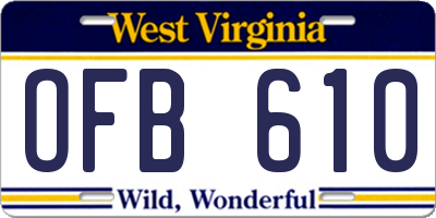 WV license plate OFB610